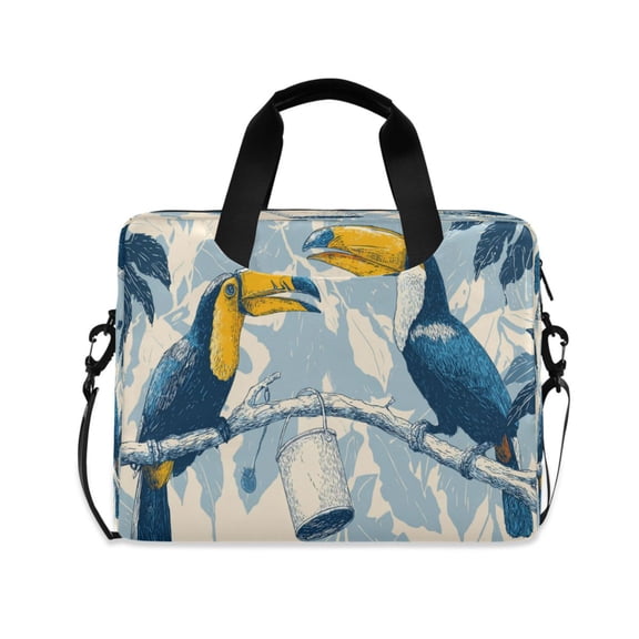 16" Laptop Briefcase, Detachable Anti-Slip Shoulder Strap, Multi-Compartment Work Travel Bag Two Toucans on Tree Branches