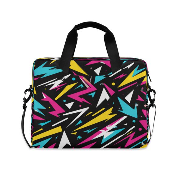 16" Laptop Briefcase, Detachable Anti-Slip Shoulder Strap, Multi-Compartment Work Travel Bag Vibrant Lightning Bolt Pattern