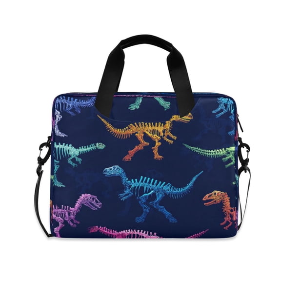 16" Laptop Briefcase, Detachable Anti-Slip Shoulder Strap, Multi-Compartment Work Travel Bag Vividly Colored Dinosaur Bones