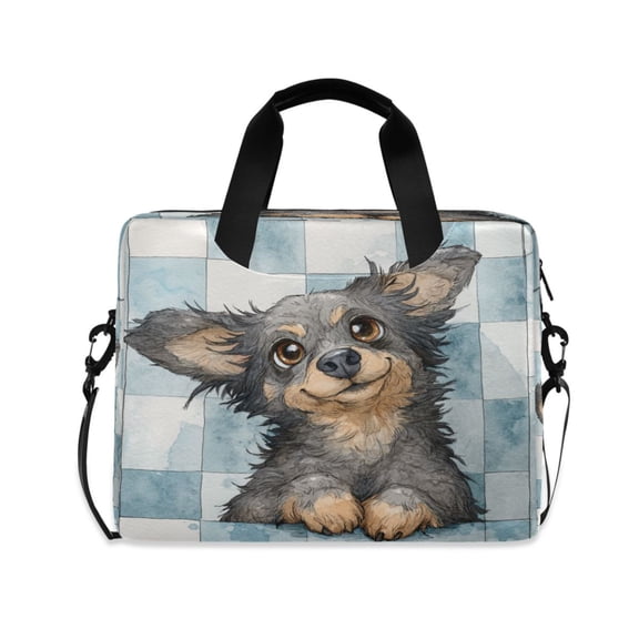 16" Laptop Briefcase, Detachable Anti-Slip Shoulder Strap, Multi-Compartment Work Travel Bag Watercolor Cartoon Dog
