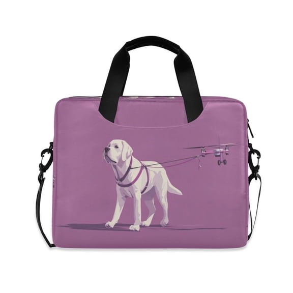 16" Laptop Briefcase, Detachable Anti-Slip Shoulder Strap, Multi-Compartment Work Travel Bag White Labrador