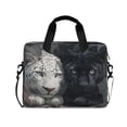 thumbnail image 1 of 16" Laptop Briefcase, Detachable Anti-Slip Shoulder Strap, Multi-Compartment Work Travel Bag White Leopard Black Panther, 1 of 8