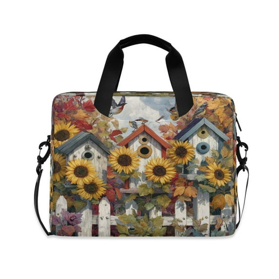 16" Laptop Briefcase for Work Travel Laptop Shoulder Bag Carrying Handbag Laptop Case Birdhouses with Sunflowers