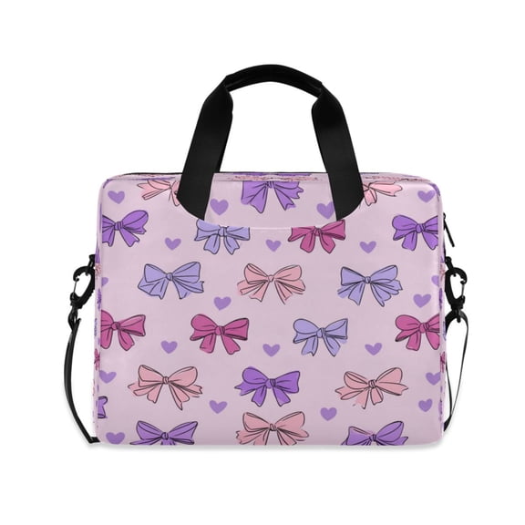 16" Laptop Briefcase for Work Travel Laptop Shoulder Bag Carrying Handbag Laptop Case Bows and Heart Pattern