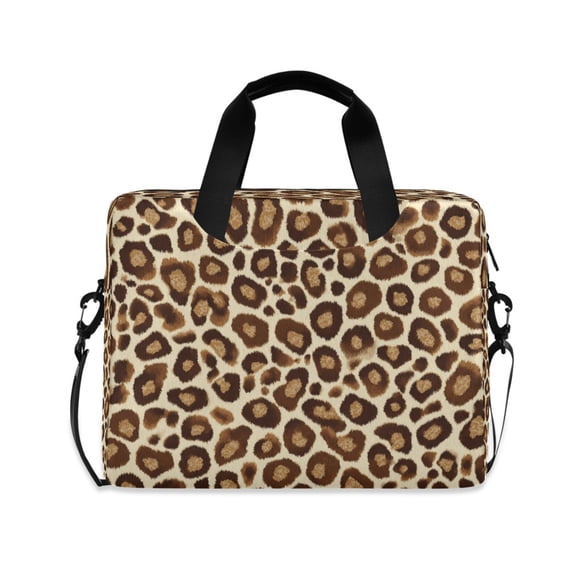 16" Laptop Briefcase for Work Travel Laptop Shoulder Bag Carrying Handbag Laptop Case Brown Leopard Print Pattern