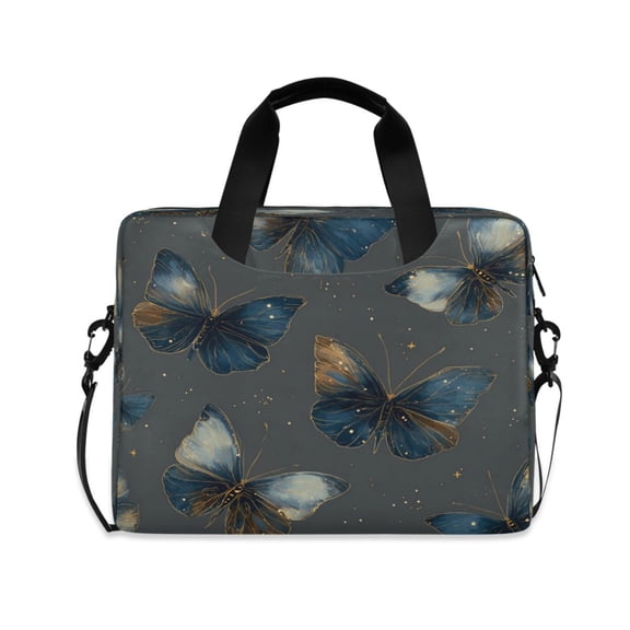 16" Laptop Briefcase for Work Travel Laptop Shoulder Bag Carrying Handbag Laptop Case Brown-blue Butterfly Pattern