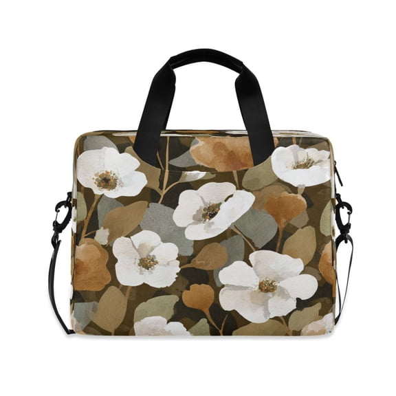 16" Laptop Briefcase for Work Travel Laptop Shoulder Bag Carrying Handbag Laptop Case Camouflage White Flowers