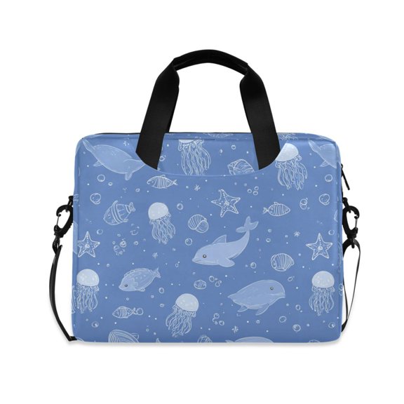 16" Laptop Briefcase for Work Travel Laptop Shoulder Bag Carrying Handbag Laptop Case Cartoon Sea Creatures Pattern