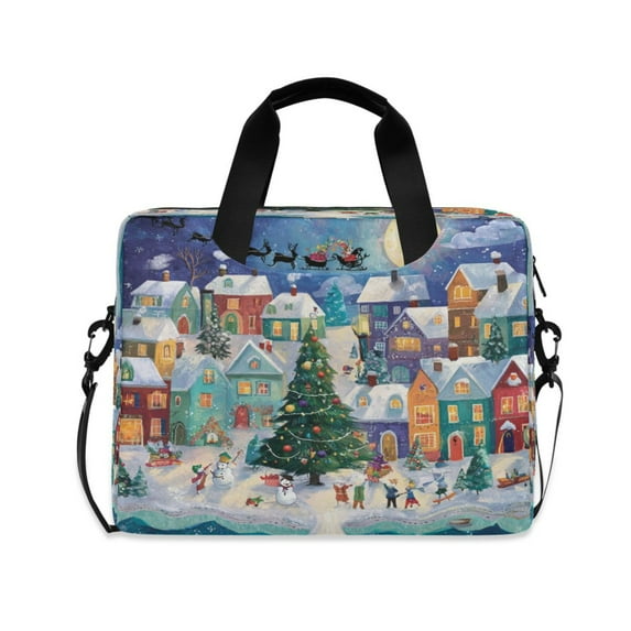 16" Laptop Briefcase for Work Travel Laptop Shoulder Bag Carrying Handbag Laptop Case Charming Christmas Scene