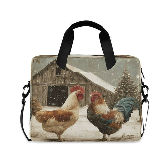16" Laptop Briefcase for Work Travel Laptop Shoulder Bag Carrying Handbag Laptop Case Chicken and Rooster
