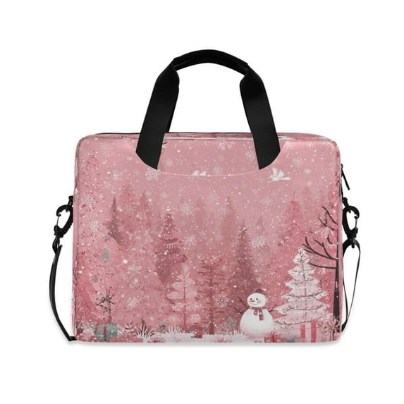 16" Laptop Briefcase for Work Travel Laptop Shoulder Bag Carrying Handbag Laptop Case Christmas Forest with Snowmen