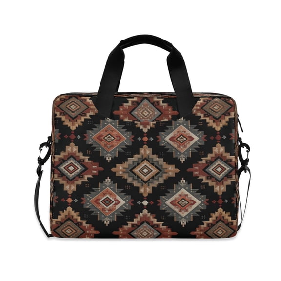 16" Laptop Briefcase for Work Travel Laptop Shoulder Bag Carrying Handbag Laptop Case Earthy Tones Rhombus Shape