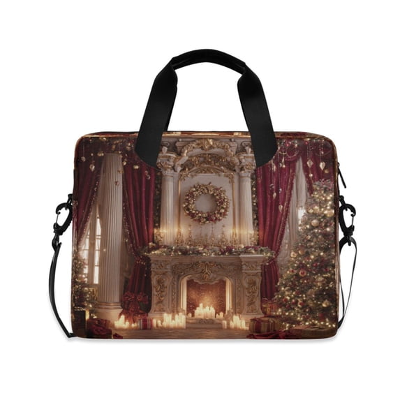 16" Laptop Briefcase for Work Travel Laptop Shoulder Bag Carrying Handbag Laptop Case Elegant Christmas Scene