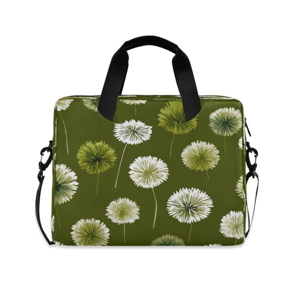 16" Laptop Briefcase for Work Travel Laptop Shoulder Bag Carrying Handbag Laptop Case Green Dandelions Pattern