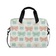 thumbnail image 1 of 16" Laptop Briefcase for Work Travel Laptop Shoulder Bag Carrying Handbag Laptop Case Green and Peach Bow Pattern, 1 of 8