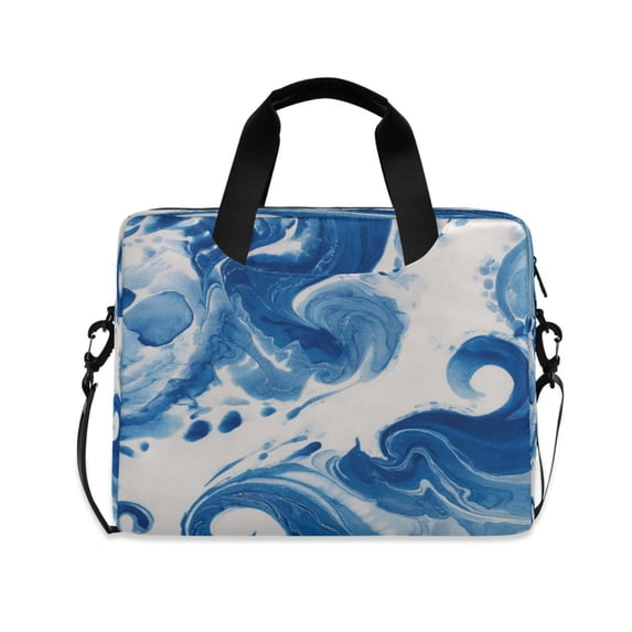 16" Laptop Briefcase for Work Travel Laptop Shoulder Bag Carrying Handbag Laptop Case Indigo Blue Tie-dye Pattern