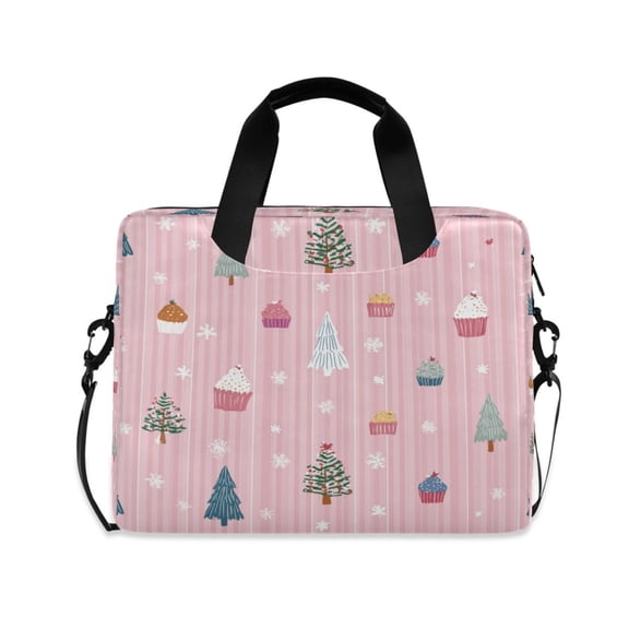 16" Laptop Briefcase for Work Travel Laptop Shoulder Bag Carrying Handbag Laptop Case Pink Christmas Pattern