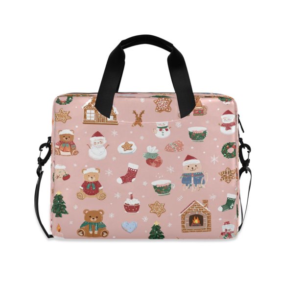 16" Laptop Briefcase for Work Travel Laptop Shoulder Bag Carrying Handbag Laptop Case Pink Cute Christmas Icons