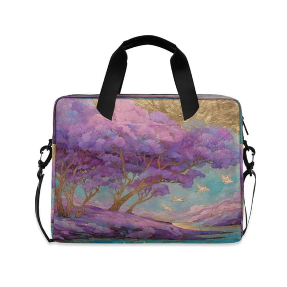 16" Laptop Briefcase for Work Travel Laptop Shoulder Bag Carrying Handbag Laptop Case Purple Trees
