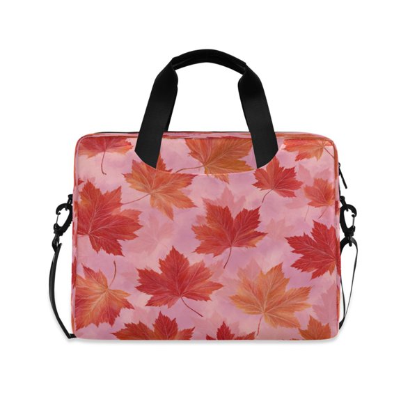 16" Laptop Briefcase for Work Travel Laptop Shoulder Bag Carrying Handbag Laptop Case Red Maple Leaf Pattern