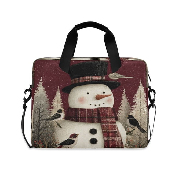16" Laptop Briefcase for Work Travel Laptop Shoulder Bag Carrying Handbag Laptop Case Snowman and Birds