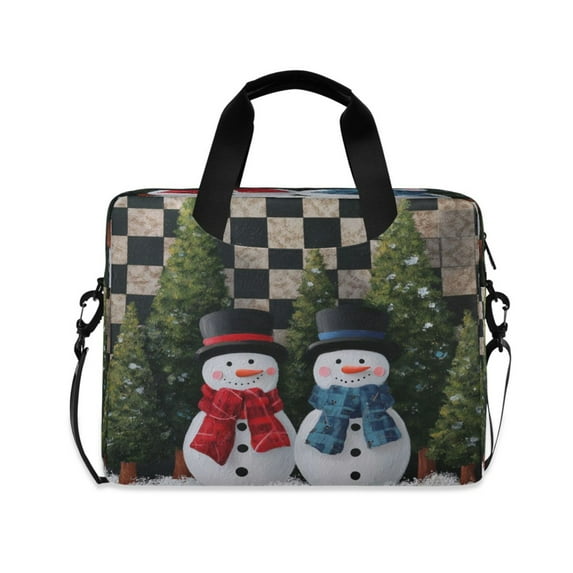 16" Laptop Briefcase for Work Travel Laptop Shoulder Bag Carrying Handbag Laptop Case Two Snowmen Pattern