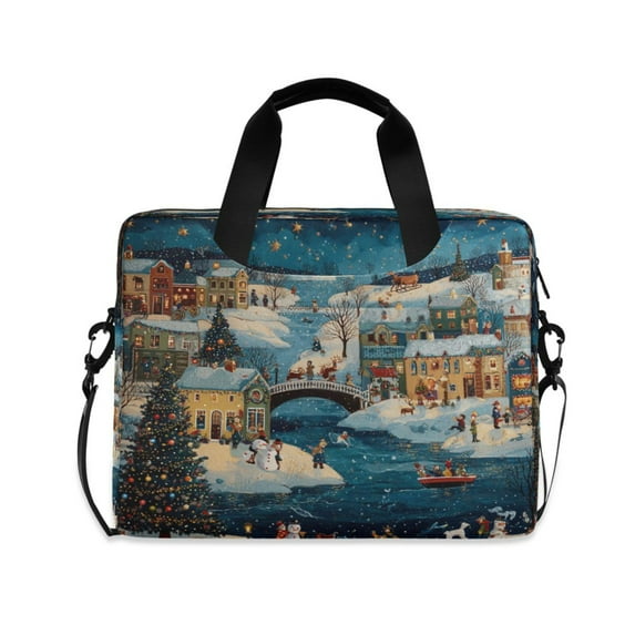 16" Laptop Briefcase for Work Travel Laptop Shoulder Bag Carrying Handbag Laptop Case Whimsical Christmas Scene