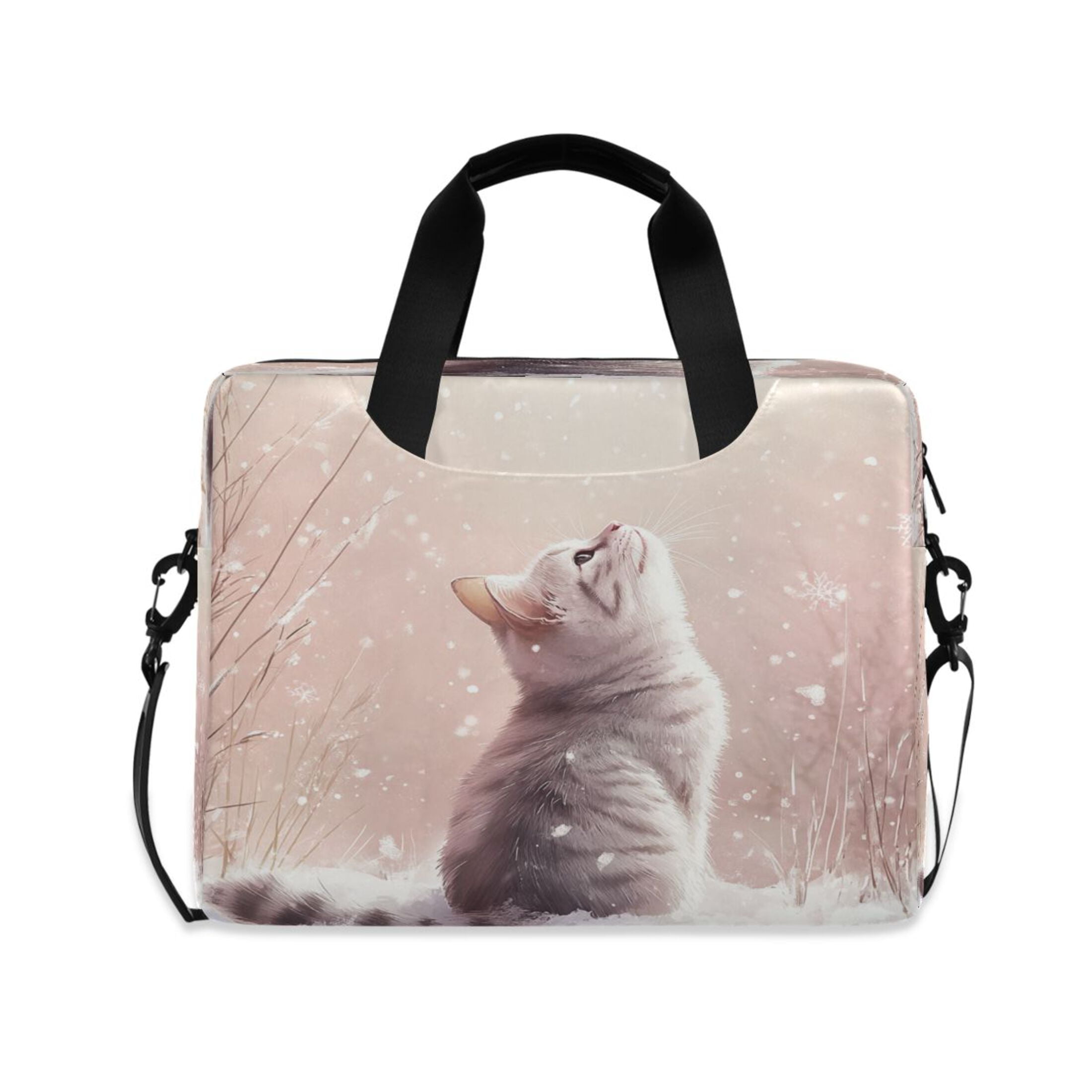 16" Laptop Tote Bag Laptop Sleeve Case Computer Briefcase for Work & Travel A Cat in The Snow