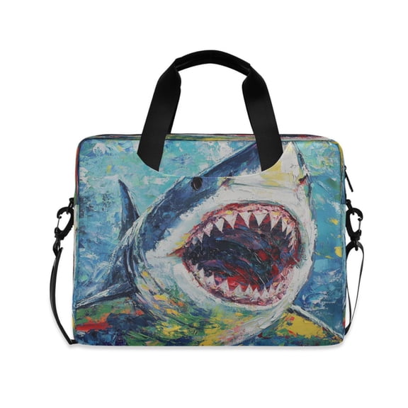 16" Laptop Tote Bag Laptop Sleeve Case Computer Briefcase for Work & Travel Abstract Painting Of A Shark