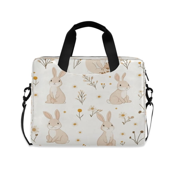 16" Laptop Tote Bag Laptop Sleeve Case Computer Briefcase for Work & Travel Beige Bunnies