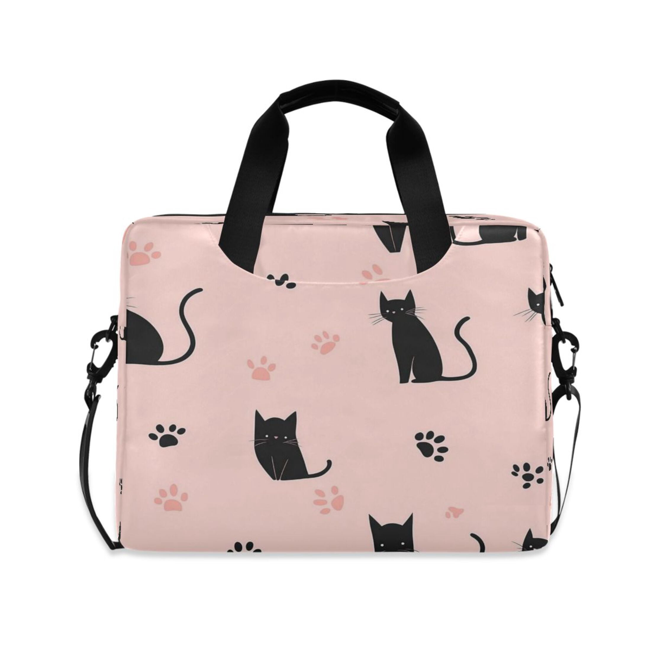 16" Laptop Tote Bag Laptop Sleeve Case Computer Briefcase for Work & Travel Black Cat and Cat's Paw