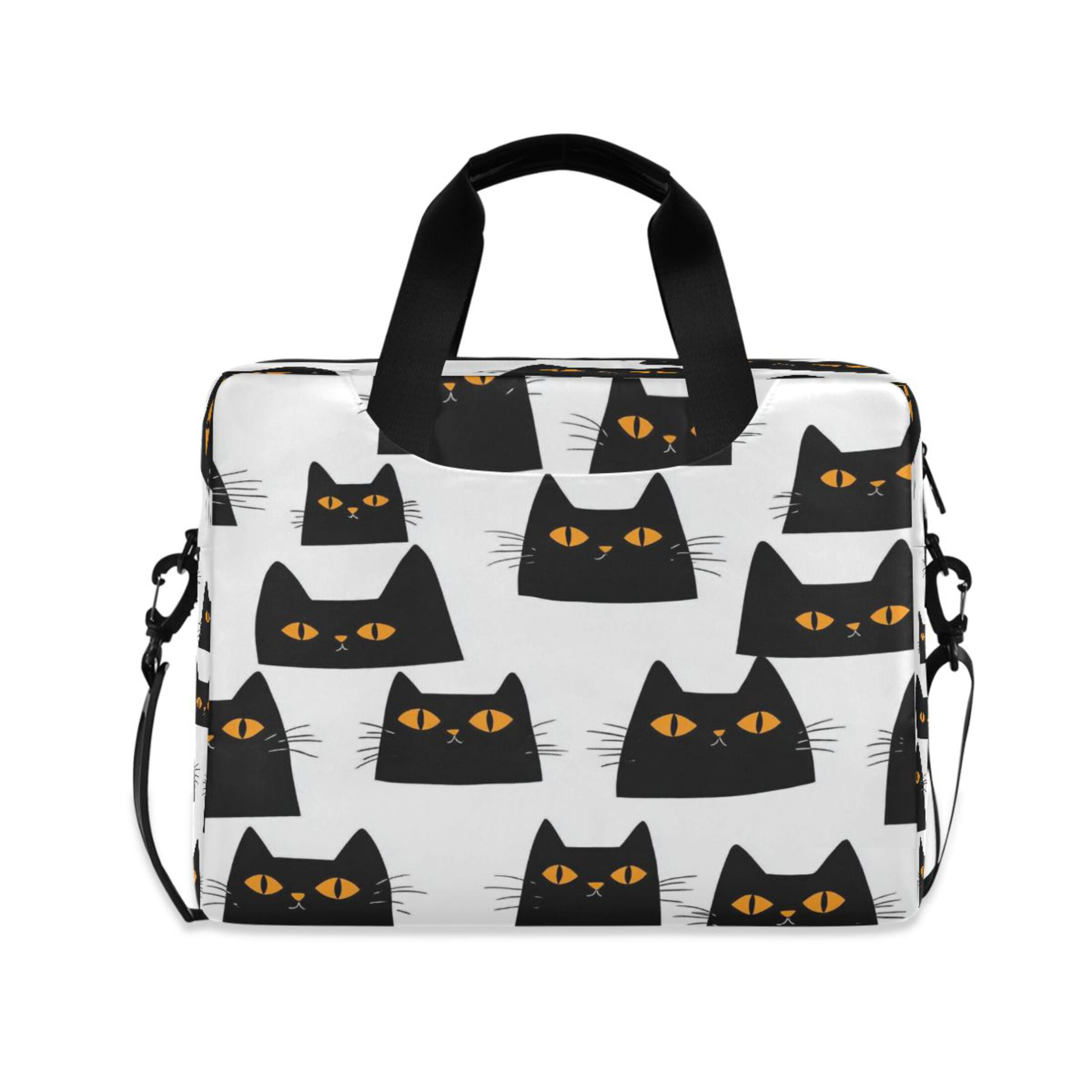 16" Laptop Tote Bag Laptop Sleeve Case Computer Briefcase for Work & Travel Black Cats with Orange Eyes