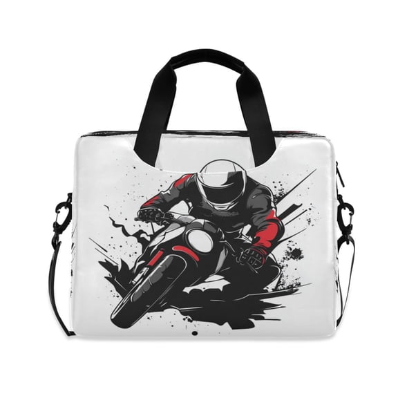 16" Laptop Tote Bag Laptop Sleeve Case Computer Briefcase for Work & Travel Black Motorbike Race