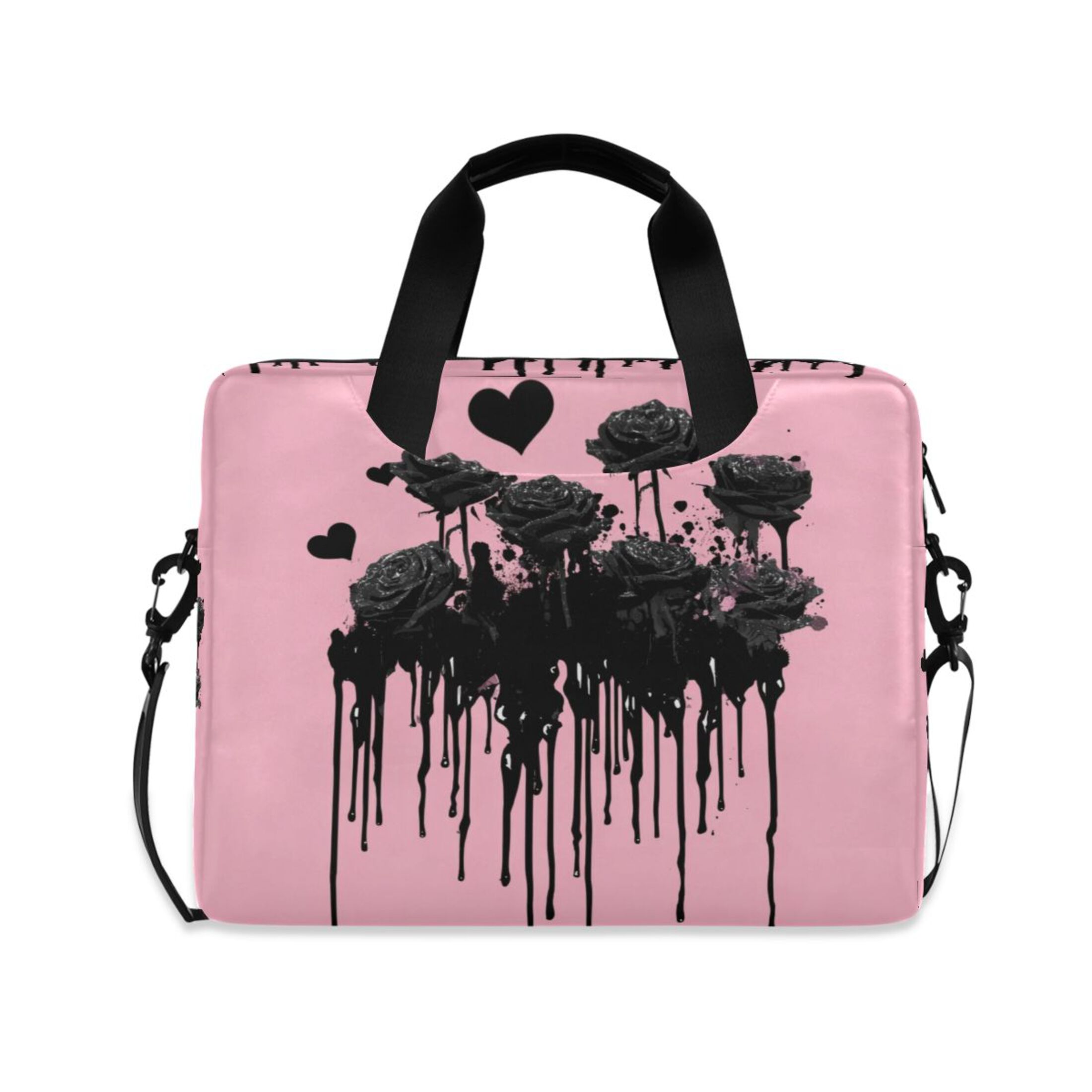 16" Laptop Tote Bag Laptop Sleeve Case Computer Briefcase for Work & Travel Black Roses