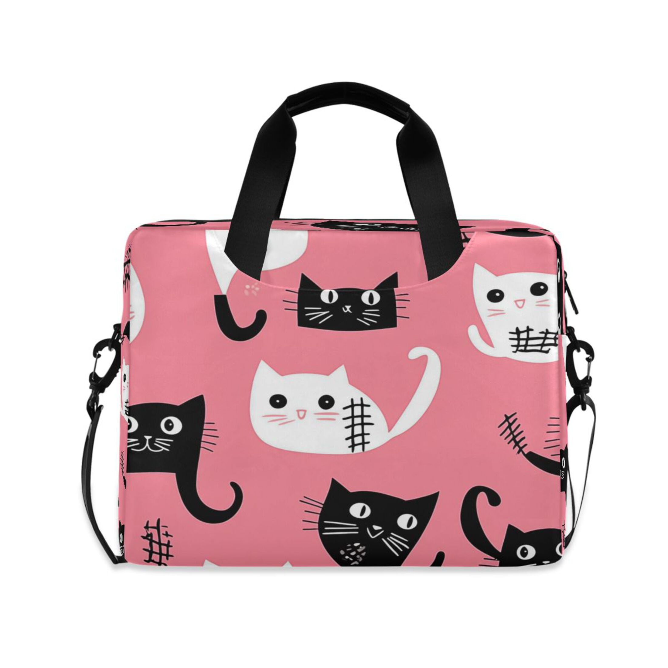 16" Laptop Tote Bag Laptop Sleeve Case Computer Briefcase for Work & Travel Black and White Cats