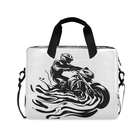 16" Laptop Tote Bag Laptop Sleeve Case Computer Briefcase for Work & Travel Black and White Motorbike Race
