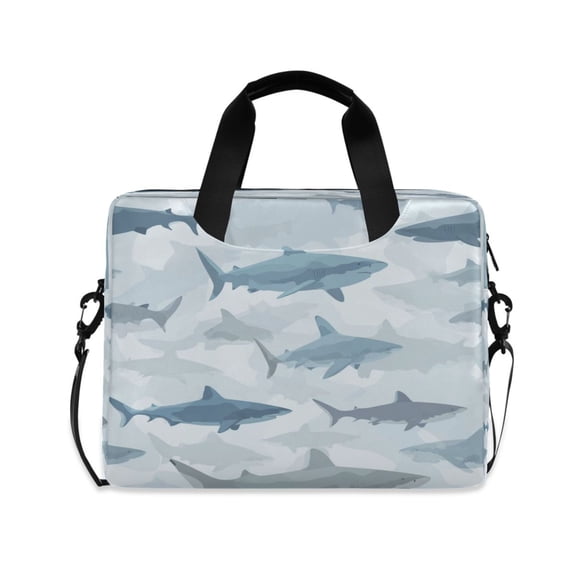 16" Laptop Tote Bag Laptop Sleeve Case Computer Briefcase for Work & Travel Blue and Gray Sharks Pattern
