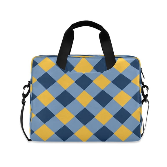 16" Laptop Tote Bag Laptop Sleeve Case Computer Briefcase for Work & Travel Blue and Yellow Lattice