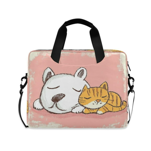 16" Laptop Tote Bag Laptop Sleeve Case Computer Briefcase for Work & Travel Bull Terrier and Tabby Cat