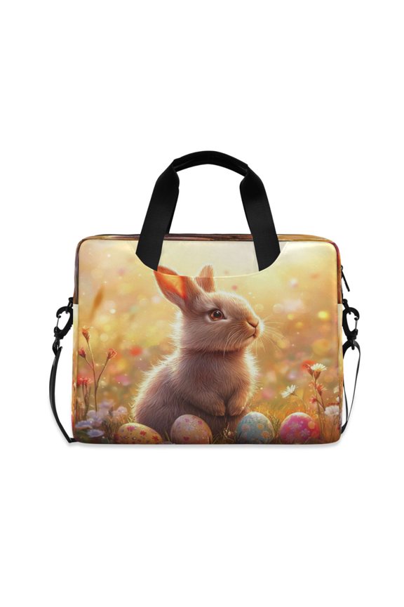 16" Laptop Tote Bag Laptop Sleeve Case Computer Briefcase for Work & Travel Bunny with Easter Eggs