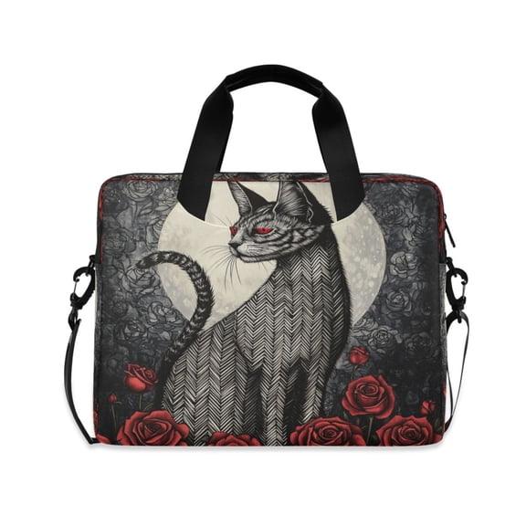 16" Laptop Tote Bag Laptop Sleeve Case Computer Briefcase for Work & Travel Cat and Red Roses