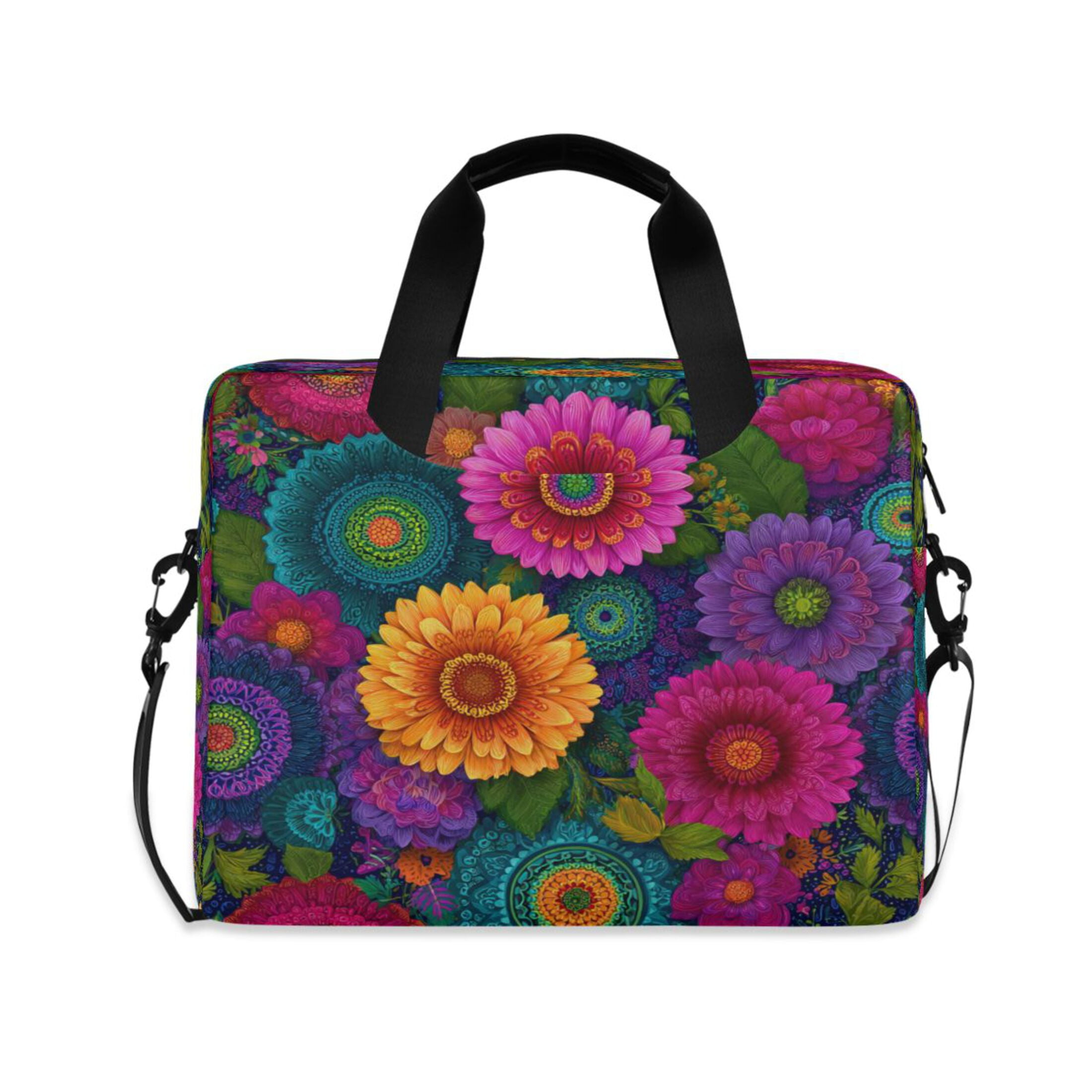 16" Laptop Tote Bag Laptop Sleeve Case Computer Briefcase for Work & Travel Colorful Blooming Flowers