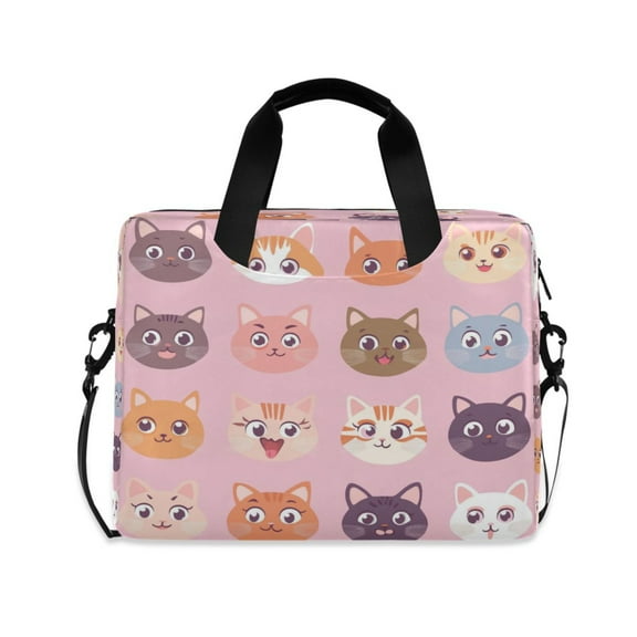 16" Laptop Tote Bag Laptop Sleeve Case Computer Briefcase for Work & Travel Cute Cat Face Pattern