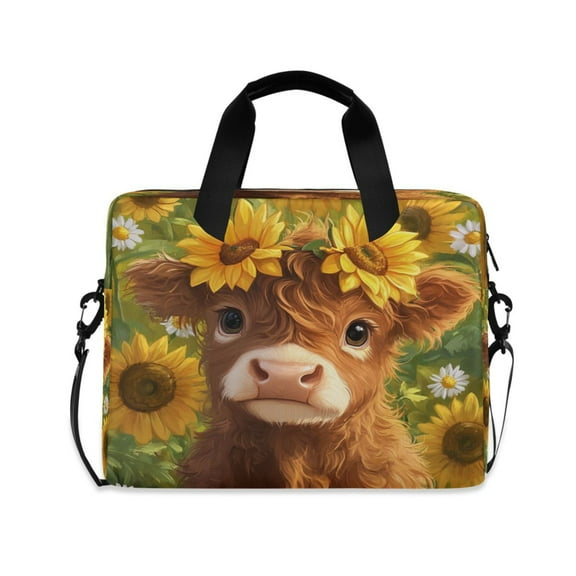 16" Laptop Tote Bag Laptop Sleeve Case Computer Briefcase for Work & Travel Cute Highland Cow