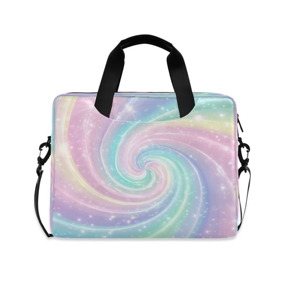 16" Laptop Tote Bag Laptop Sleeve Case Computer Briefcase for Work & Travel Cute Pastel Rainbow Swirl