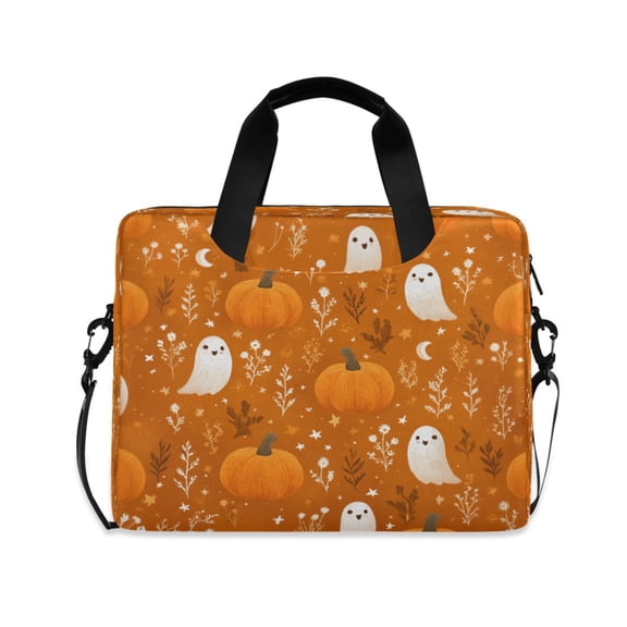 16" Laptop Tote Bag Laptop Sleeve Case Computer Briefcase for Work & Travel Fun Orange Halloween Pattern