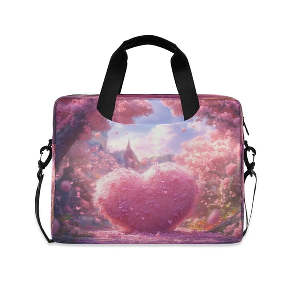 16" Laptop Tote Bag Laptop Sleeve Case Computer Briefcase for Work & Travel Heart-shaped Fur Ball