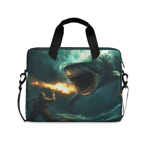 16" Laptop Tote Bag Laptop Sleeve Case Computer Briefcase for Work & Travel Man Fighting Shark