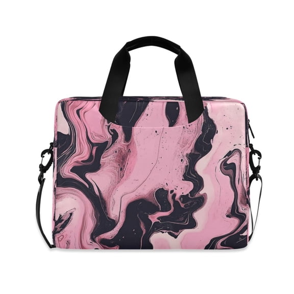 16" Laptop Tote Bag Laptop Sleeve Case Computer Briefcase for Work & Travel Marble Pattern Pink and Black