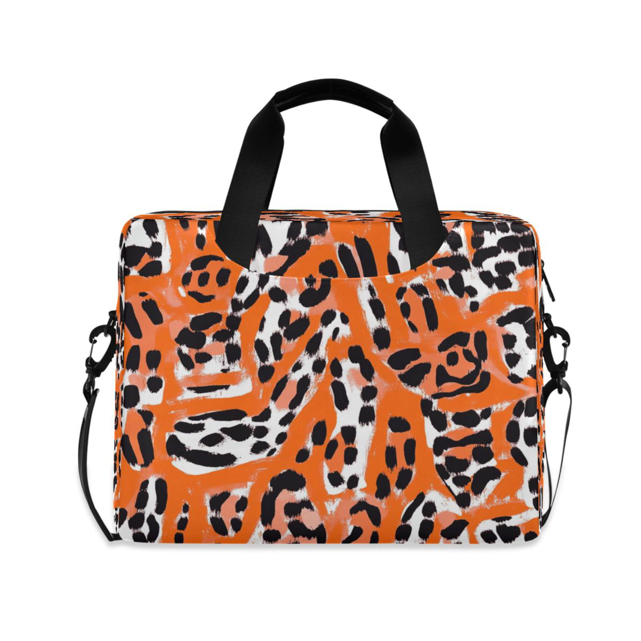 16" Laptop Tote Bag Laptop Sleeve Case Computer Briefcase for Work & Travel Orange Leopard Print